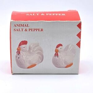 Kingsbridge International Chicken‎ Salt & Pepper Shakers Ceramic White Farmhouse